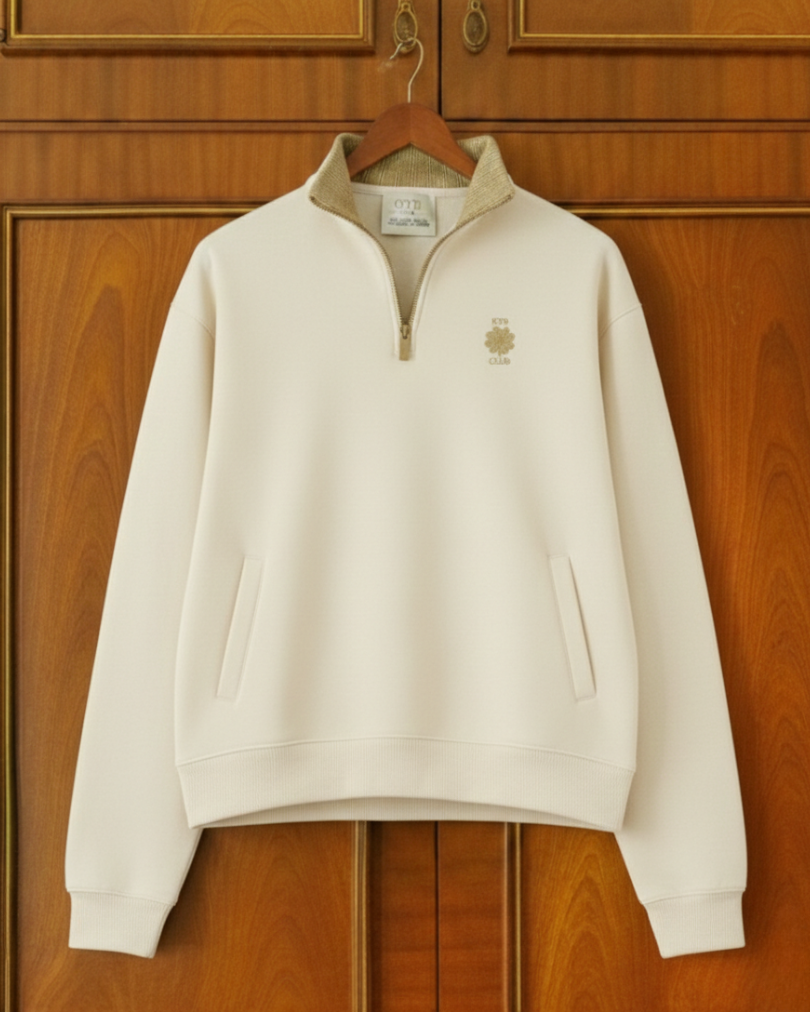 Oatmeal White Classic Quarter Zip | Founders Collection