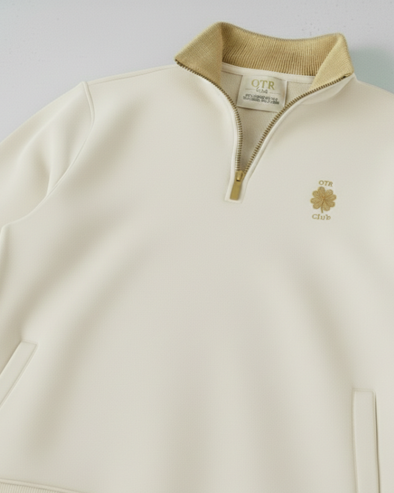 Oatmeal White Classic Quarter Zip | Founders Collection