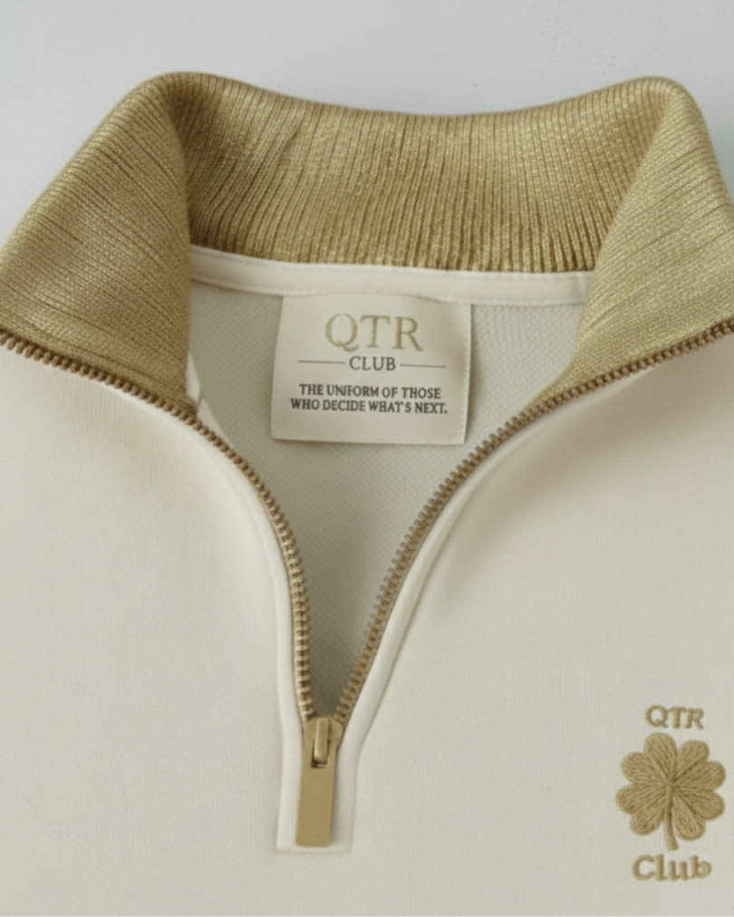 Oatmeal White Classic Quarter Zip | Founders Collection