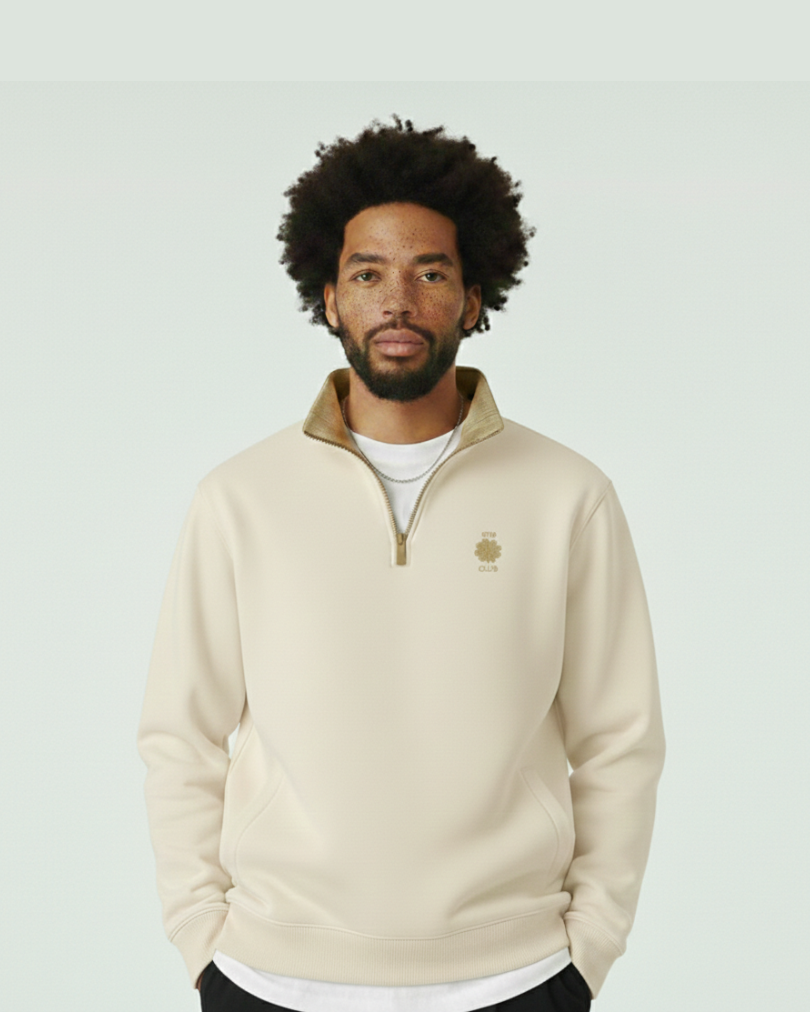 Oatmeal White Classic Quarter Zip | Founders Collection